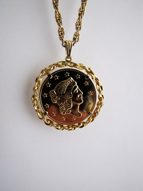 Vintage Bicentennial Gold Coin Necklace