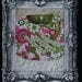 Chic Baby Girl Bib- Black Tie Affair: Baby Girl Bib.Pink and Green Floral with Gold Details, Green Ruffle Trio