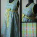 Maternity Hospital Gown-Clearance - Blue with colorful checks, yellow trim, yellow ribbon