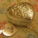 Vintage Heart Shaped Floral Textured Metal Jewelry Box with Red Cloth Interior