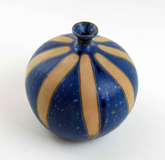 Vintage Pottery Bud Vase MidCentury Stoneware with Beautiful