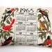 Catnip Cat Bed Pillow Made Using 1965 Calendar Linen Textile and Vintage Pom Pom Tassels