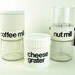 Vintage Coffee Mill, Cheese Grater, and Nut Mill in Helvetica Font, Gemco Instant Collection