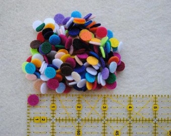 100 Die Cut Felt Mini Circles, Variety of Colors