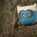 SALE Owl Amigurumi - Blue and White, Pillow, Plush, Ready To Ship