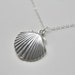 Sterling silver charm necklace, seashell pendant, simple jewelry, beach wedding, bridesmaid, large sea shell, silver jewelry