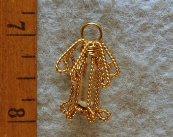 Healing Crystal Cage Wire Wrapped Pendant with Grounding Time Link Door Arkansas Quartz Crystal