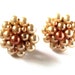 Cream and Peach Vintage Pearl Cluster Clip on Bead Earrings, tagt team