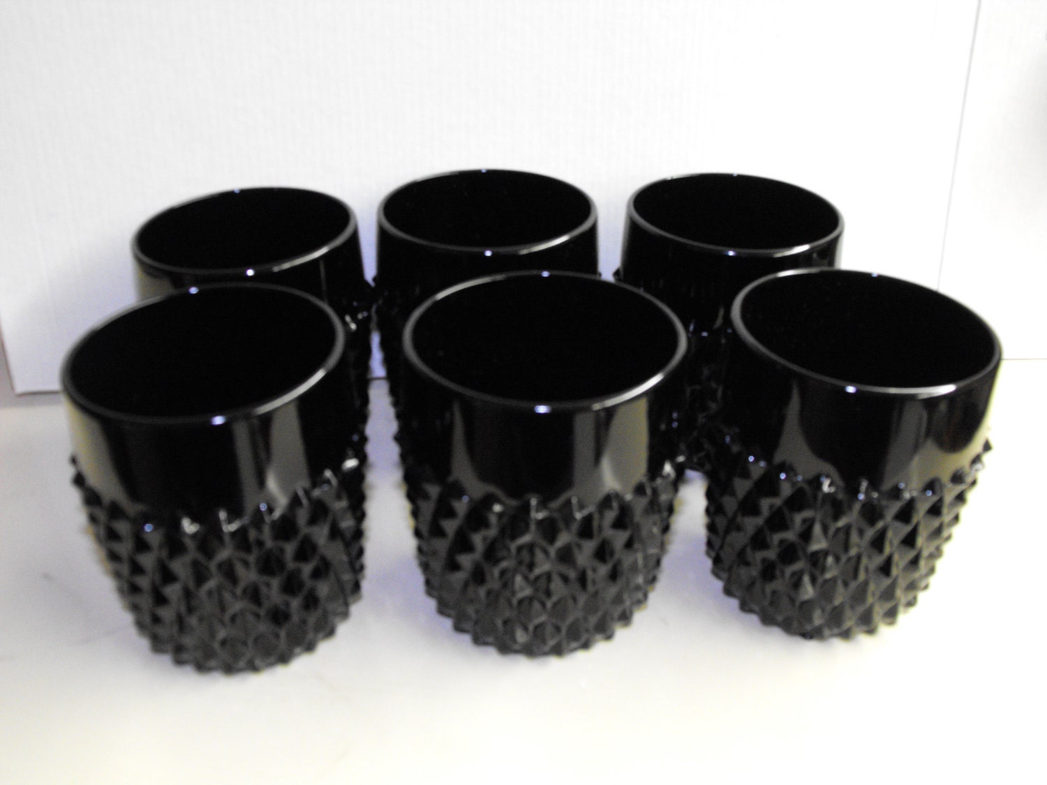 Vintage Black Diamond Point Tiara Glass Set of 6 Juice Glasses