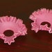 Victorian Satin Bobeches Candle Drip Cups Glass antique Pink Cased Oil Lamp Lantern