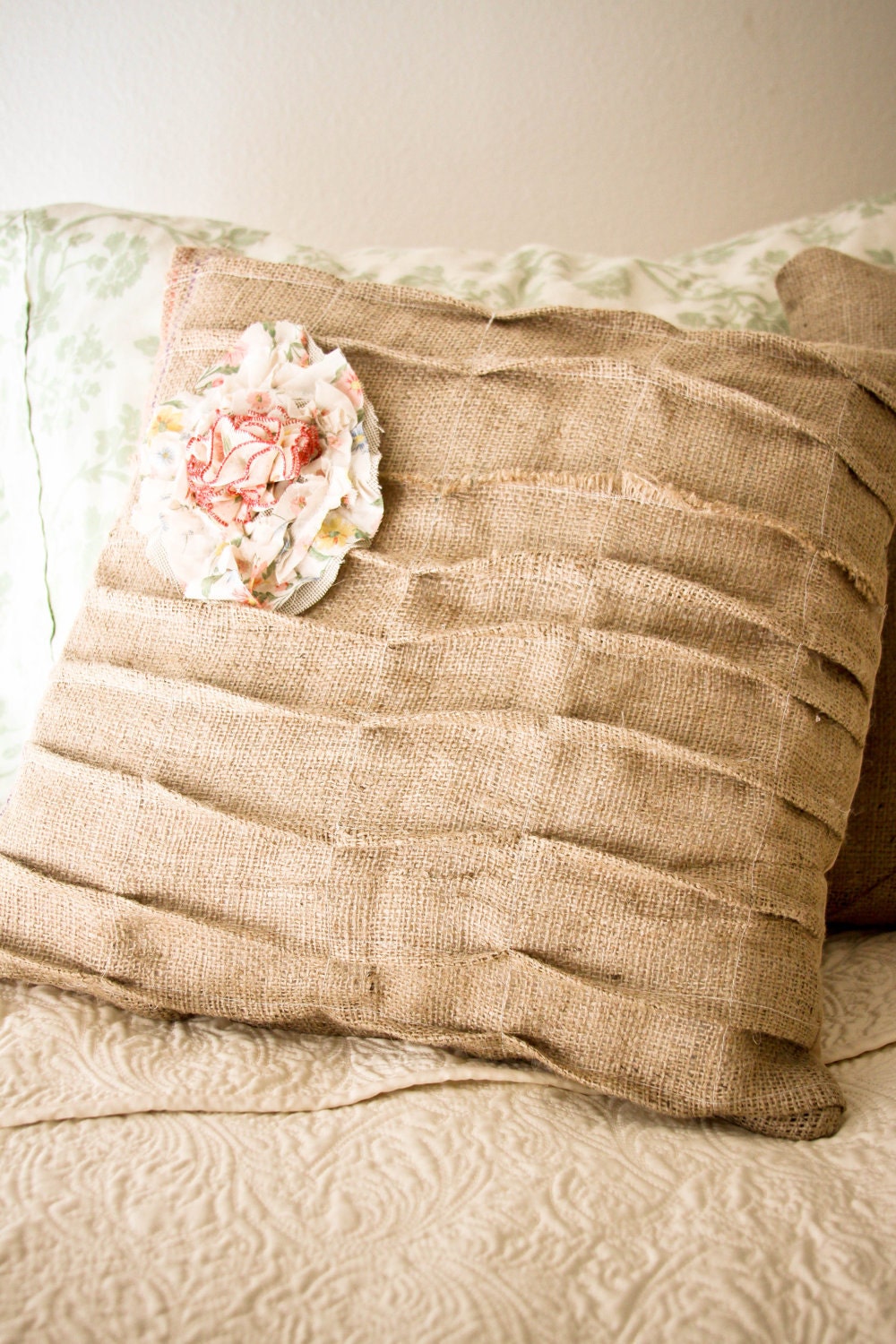 18x18 inch Burlap throw pillow by AberrantHome on Etsy