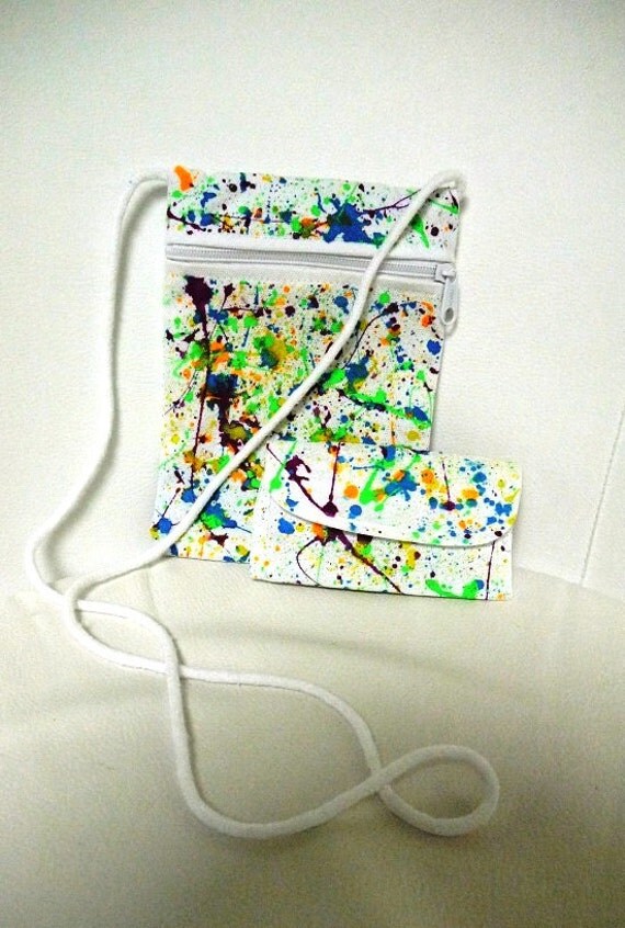 Items similar to Splatter Painted Zip Pouch & Wallet Set on Etsy