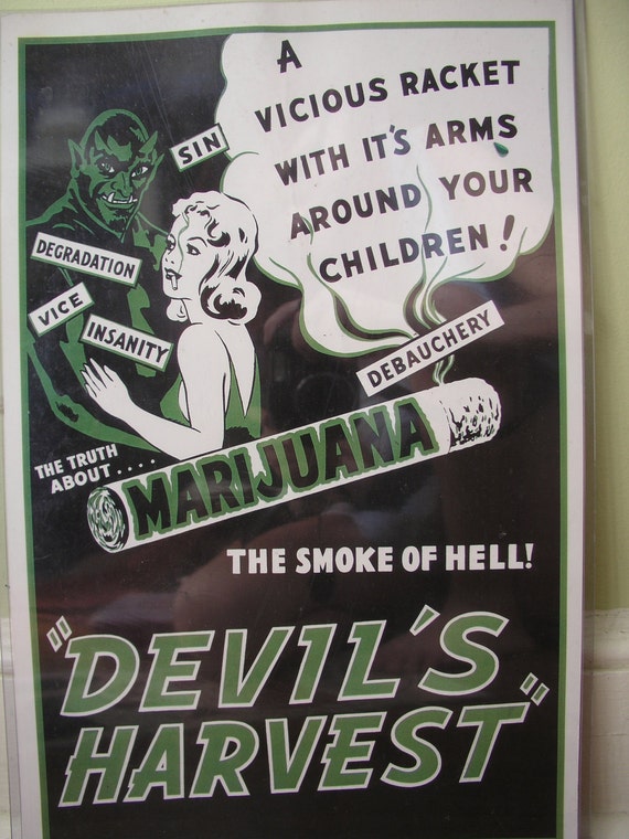 Vintage Marijuana Movie Poster Devil's by JoannasBitsandPieces