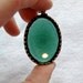 Beautiful Vintage Large Green Glass Charm Pendant in Gold Tone Setting