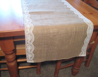 Burlap and Lace Runner, Rustic Wedding, Rustic Wedding Decor, Burlap Runner, Burlap Table Runner, Burlap Wedding, Table Runner