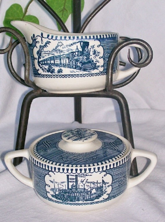 Vintage Currier and Ives BUTTER DISH with LID Cover The Road