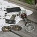 Antique Locking glass Door Knob Set mint Condition