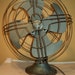Vintage Table Fan GE VOLTAREX FAN In vintage metallic blue green color with Great Sculptural Appeal as well as Industrial Design