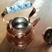 COPPER KETTLE TEAPOT with Blue and White Porcelain Handle and Knob