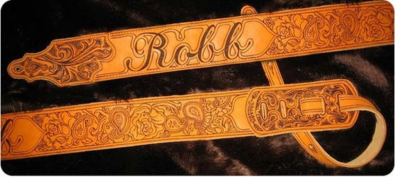 Items similar to MTO Hand-engraved & Personalized Guitar Strap with ...