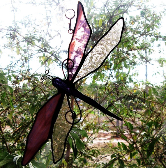 Handmade Stained Glass Dragonfly Suncatcher