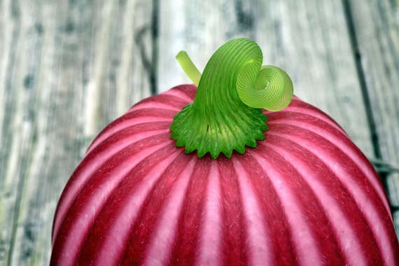 Items similar to Glass Pumpkin in Matte Contrast Pink with Light Green