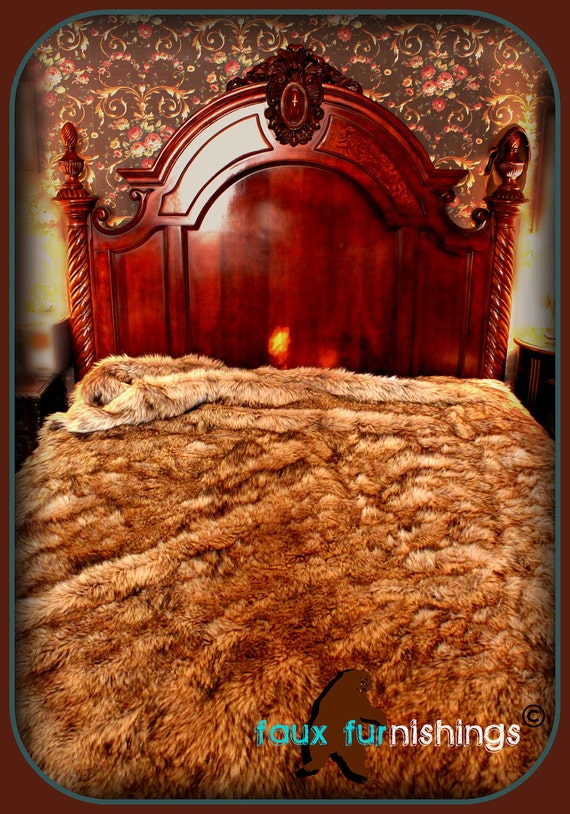 Plush Faux Fur Wolf Comforter Throw Bedspread Soft Minky