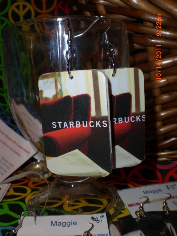 Items similar to Earrings Starbucks Gift Card on Etsy
