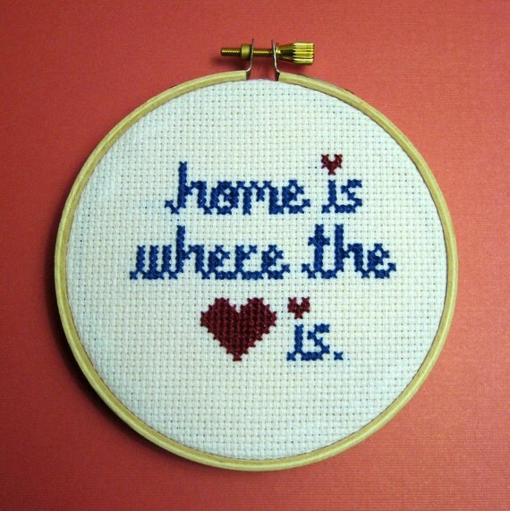 Home Is Where The Heart Cross Stitch Stitchable Art Print