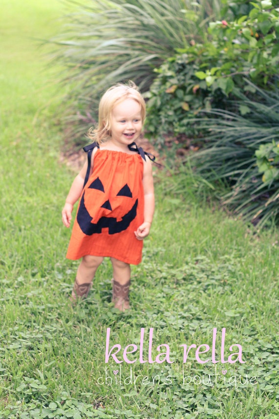 Items similar to Girl's Halloween Pumpkin Pillowcase Dress on Etsy