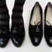 vintage black leather lace up heeled oxfords, shoes size US 8, EUR 38.5, UK 5.5, made in Italy