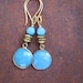 Sky Blue Faceted Gemstone Dangle and Swarovski Crystal Boho Earrings