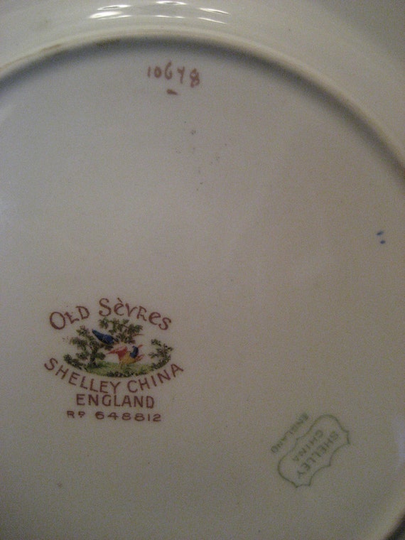 Vintage Shelley China Plate Old Sevres Pattern Blue Rose Pink