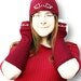 Upcylced heart hat, Upcycled hand warmer, matching set with beaded detail