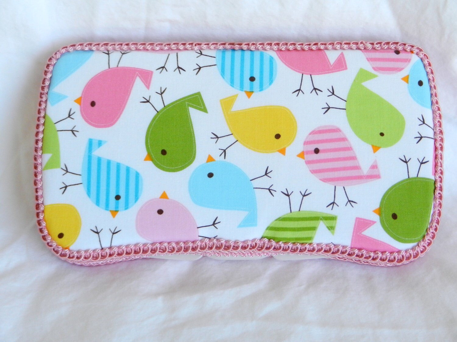 Travel Baby Wipe Case in Robert Kaufman Fabric Birds in
