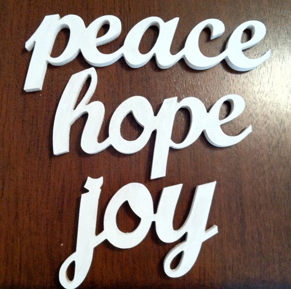 3 set Peace Hope & Joy Painted Wooden Inspirational words