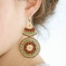 statement Long earrings,green mandala earrings,high fashion,metal free Israeli Jewelry