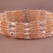 Beaded Cuff Bracelet: Peach Bracelet, Seed Bead & Swarovski Jewelry, Narrow Cuff UK