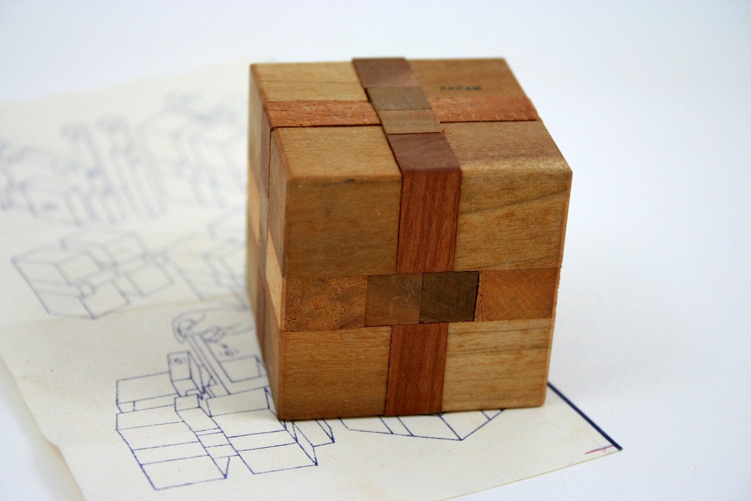 Vintage Japanese Wood Puzzle Instant Collection cube sphere