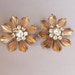 Bridal Vintage Earrings,Flowers, Posts,Antique Gold,Rhinestone,Wedding - Adele Collection
