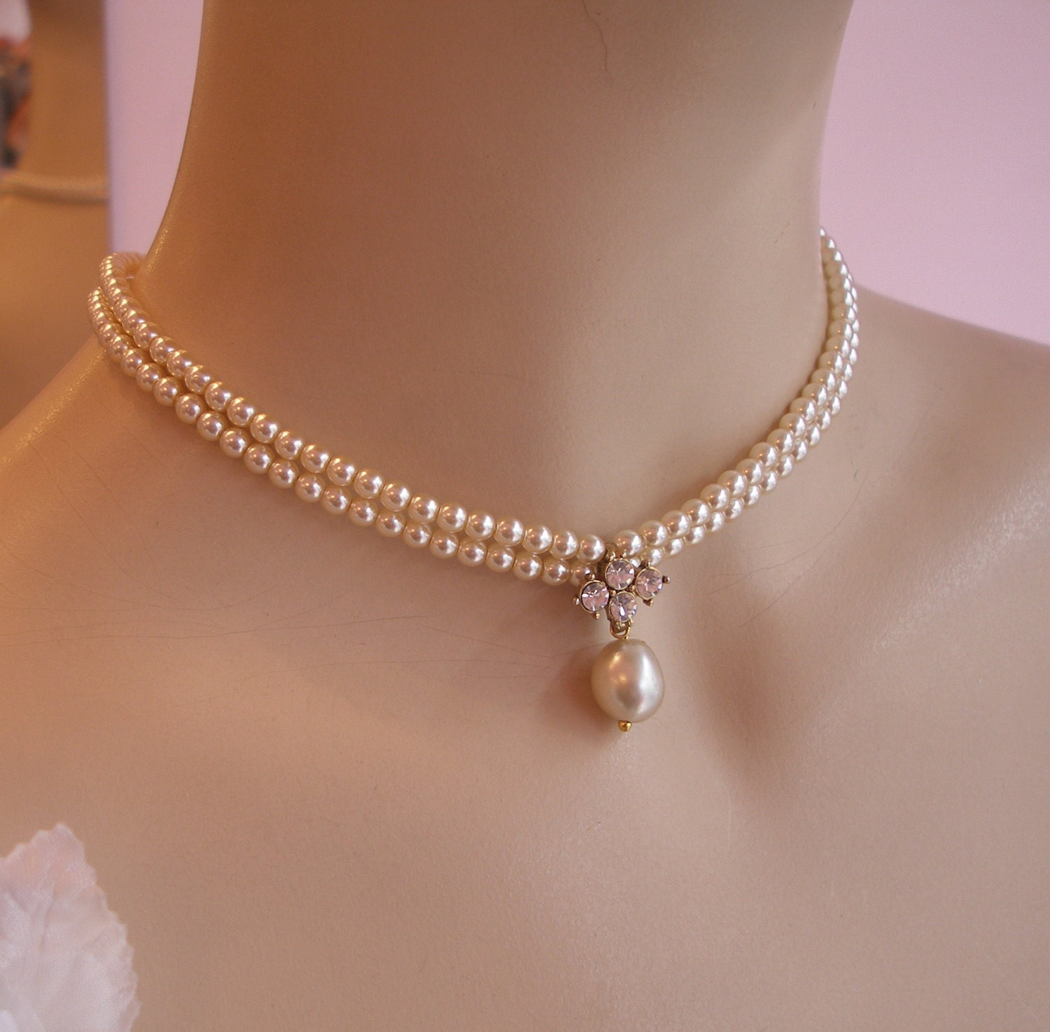 Bridal Choker Necklace Vintage Pearls Necklace Pearls