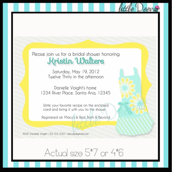 Kitchen Recipe Bridal Shower Invitation Custom By LittleDeevas   Il 570xN.319592399 