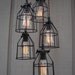 NOT AVAILABLE/Reserved for Nicole/Industrial Style 5 Light Pendant with Bulb Cages and Brushed Aluminum Canopy