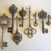 Bronze Key Charms Assorted - 13-69mm 6pcs - Ships IMMEDIATELY from California - BC175
