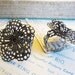 5 Bronze Adjustable Rings - Antique Bronze - Filigree Flower - Cabochon Settings - 18.3mm - Ships IMMEDIATELY from California - A32