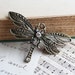 1pc Antique Bronze Rhinestone Dragonfly Pendant 73x52mm - Ships Immediately from California - BC268