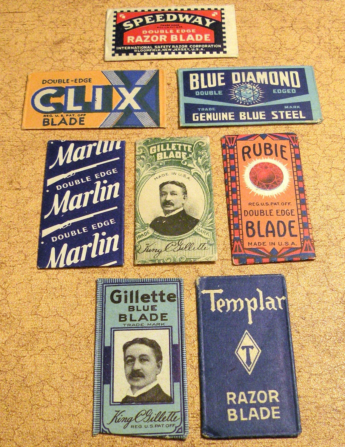Vintage Razor Blades Collection Set of 8 by RosePetalResources