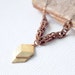 LAST PIECE Geometric Necklace : Spring Jewelry - Brass Chevron Necklace on Vintage Copper Chain