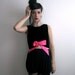 1950's Black Velvet Cropped Top with Pink Satin Bow
