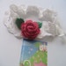 Crochet Girls Head Bands...Baby head band with Hot Pink Flower...Victorian head band